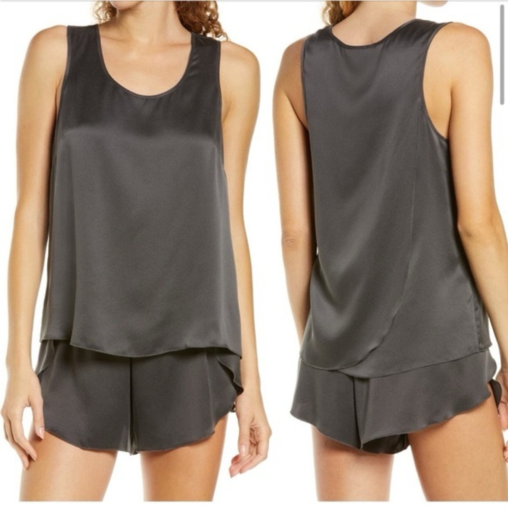 Lunya Meditative Grey Silk Pajama set small